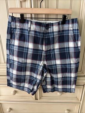 Men's Old Navy, White & Red Plaid 100% Cotton Shorts Sz 32